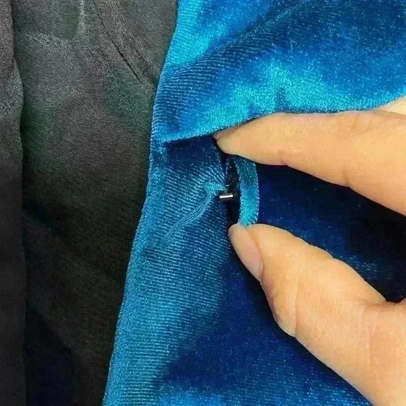 Self Portrait Blue Velvet Shawl Blazer Size Large - Picture 8 of 16